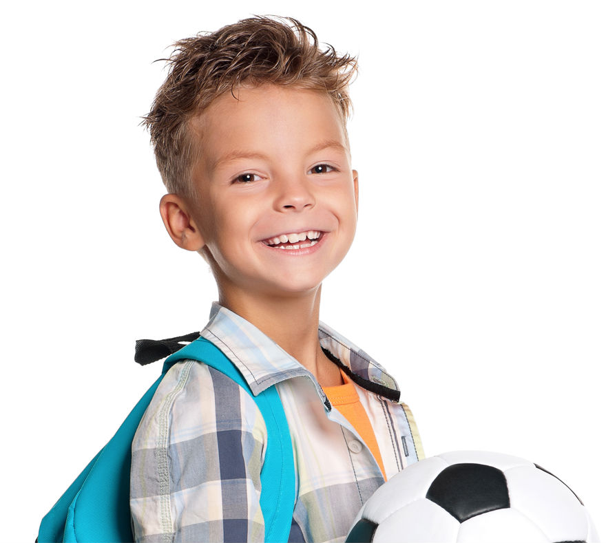 Boy with soccer ball and healthy teeth - Garn & Mason Orthodontics in Phoenix, AZ